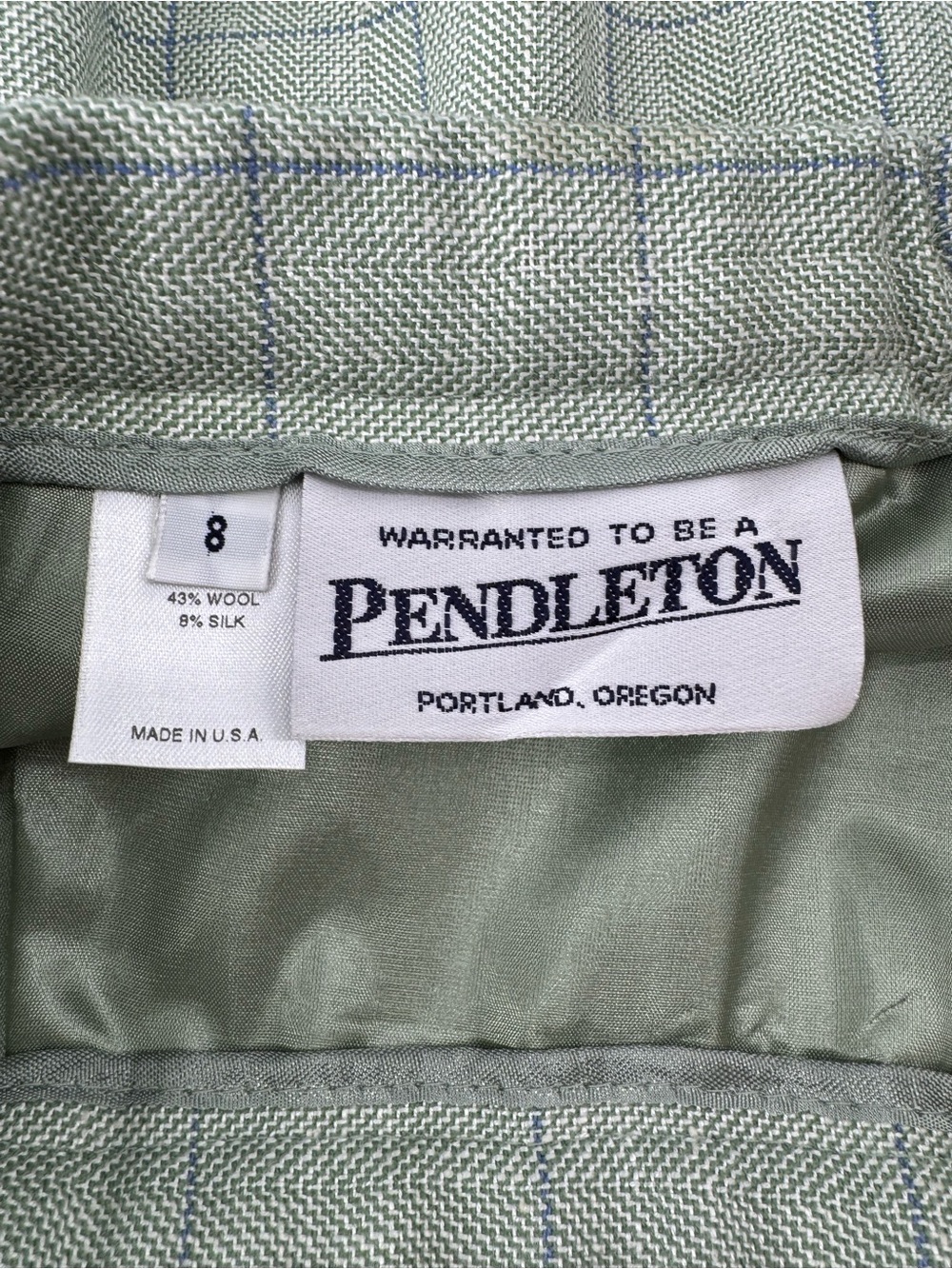 Pendleton Classic A-Line Green Plaid Skirt - Picture 4 of 5